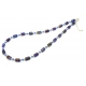 Royal Blue Beaded Millefiori Floral Pattern Necklace	